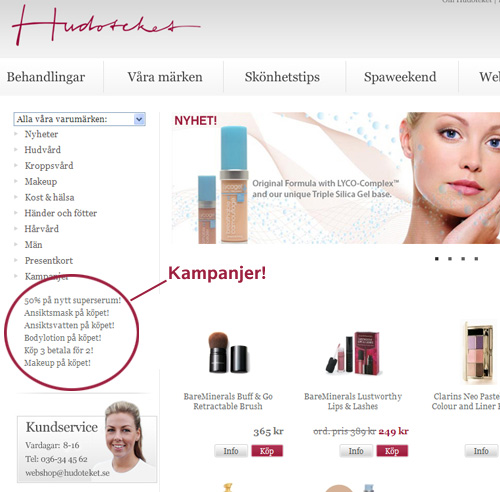 kampanjer och erbjudanden på makeup och hudvård