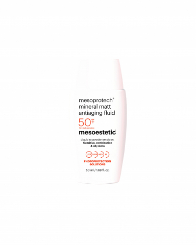 Mesoestetic Mesoprotech Mineral Matt Antiaging Fluid 50+ i gruppen Sol / Solkräm hos Hudotekets Webshop (510111)