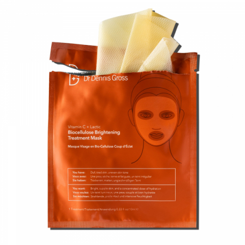 Dr Dennis Gross Vitamin C Lactic Biocellulose Brightening Treatment Mask i gruppen Ansikte / Ansiktsmask / Kombinerad hud hos Hudotekets Webshop (569410)