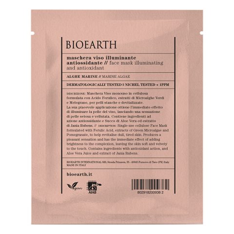Bioearth Illuminating and Antioxidant Sheetmask  i gruppen Ansikte / Ansiktsmask / Mogen hud hos Hudotekets Webshop (b1017)