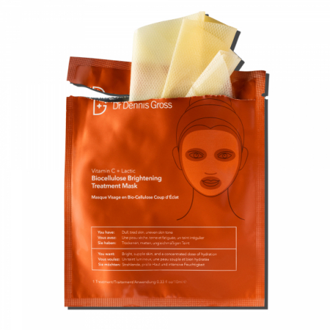 Dr Dennis Gross Vitamin C Lactic Biocellulose Brightening Treatment Mask 4 st | Ansiktsvård - Ansiktsmask - Sheet mask | Apoteka